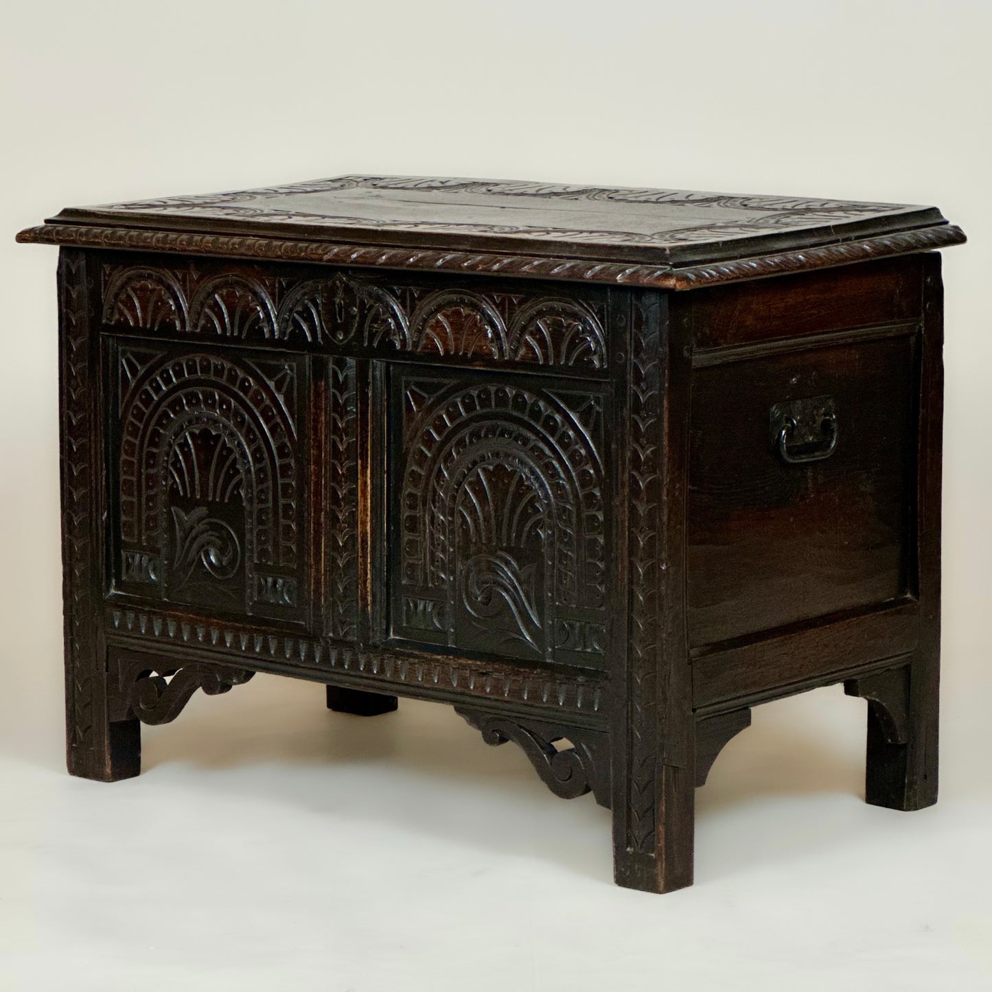 Antique Victorian Carved Oak Small Coffer