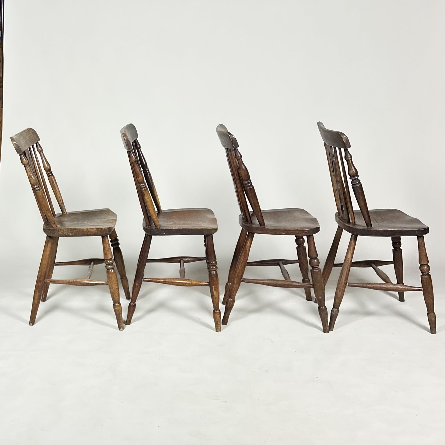 Antique Set of Four Antique Farmhouse Chairs