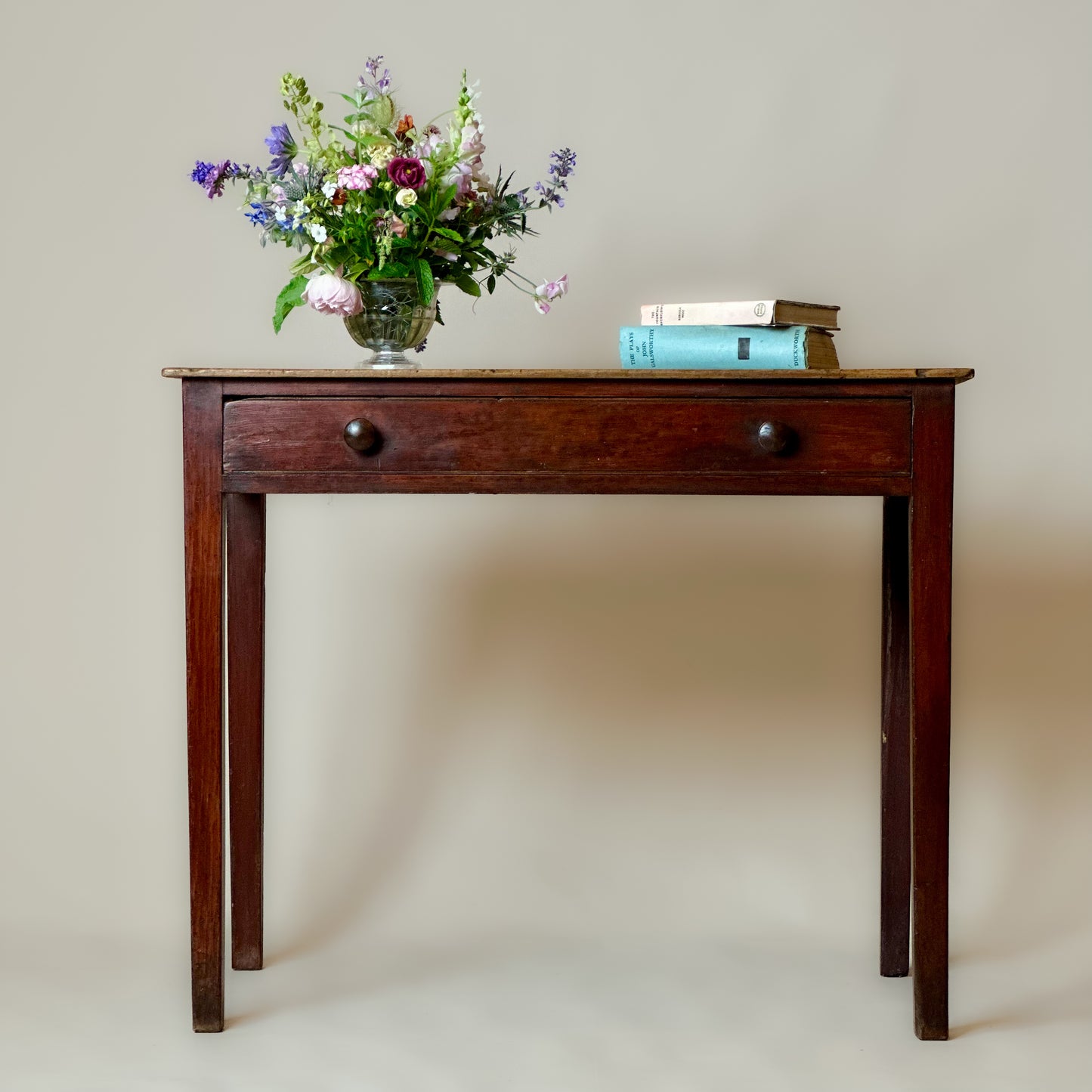 Antique Victorian Stained Pine Side Table Writing Desk