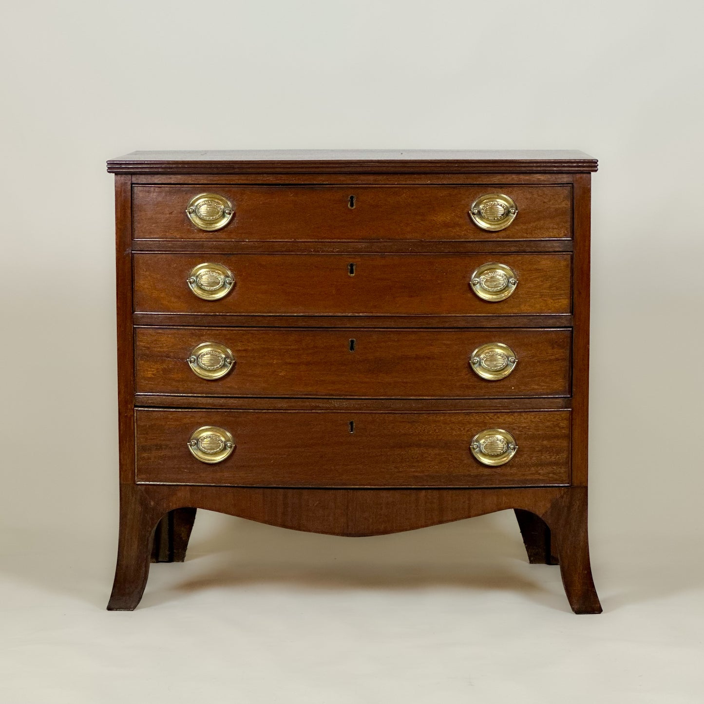Antique Georgian Mahogany Bow Front Chest of Drawers Of Small Proportions