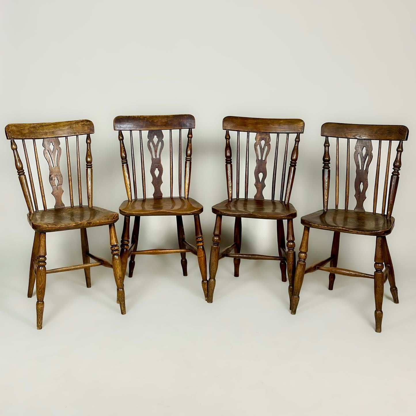 Antique Set of Four Antique Farmhouse Chairs