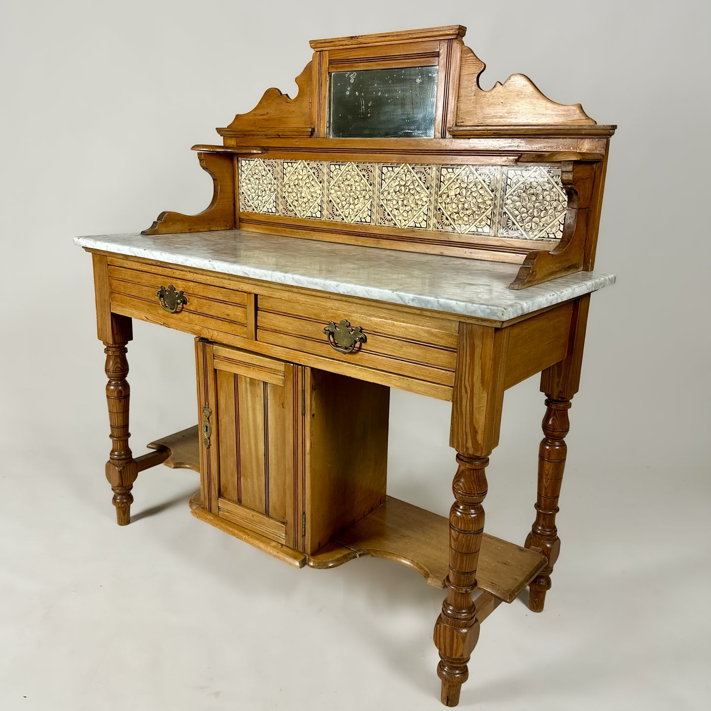 Victorian Pine Washstand with Marble Top