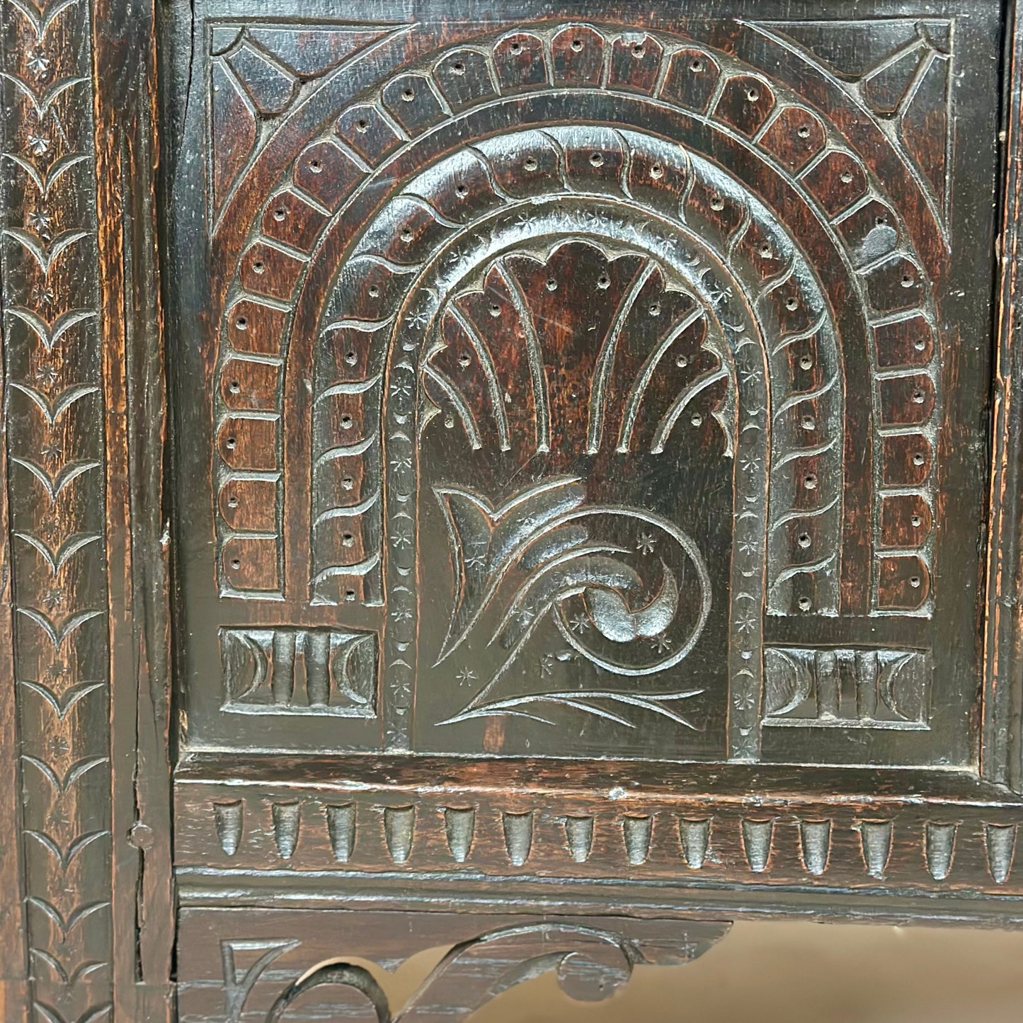 Antique Victorian Carved Oak Small Coffer