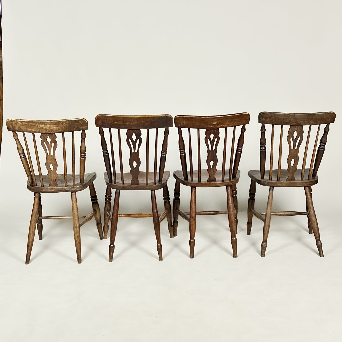 Antique Set of Four Antique Farmhouse Chairs