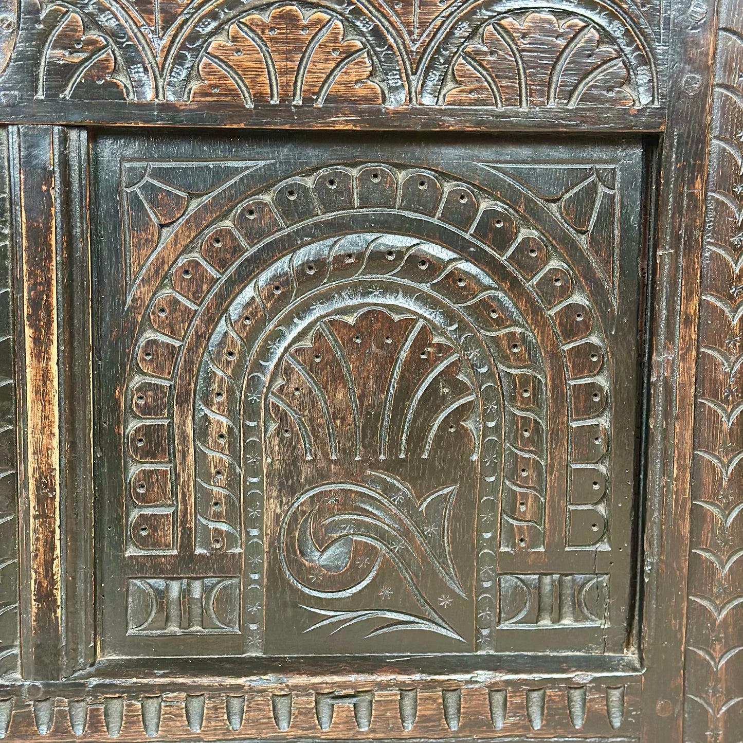 Antique Victorian Carved Oak Small Coffer