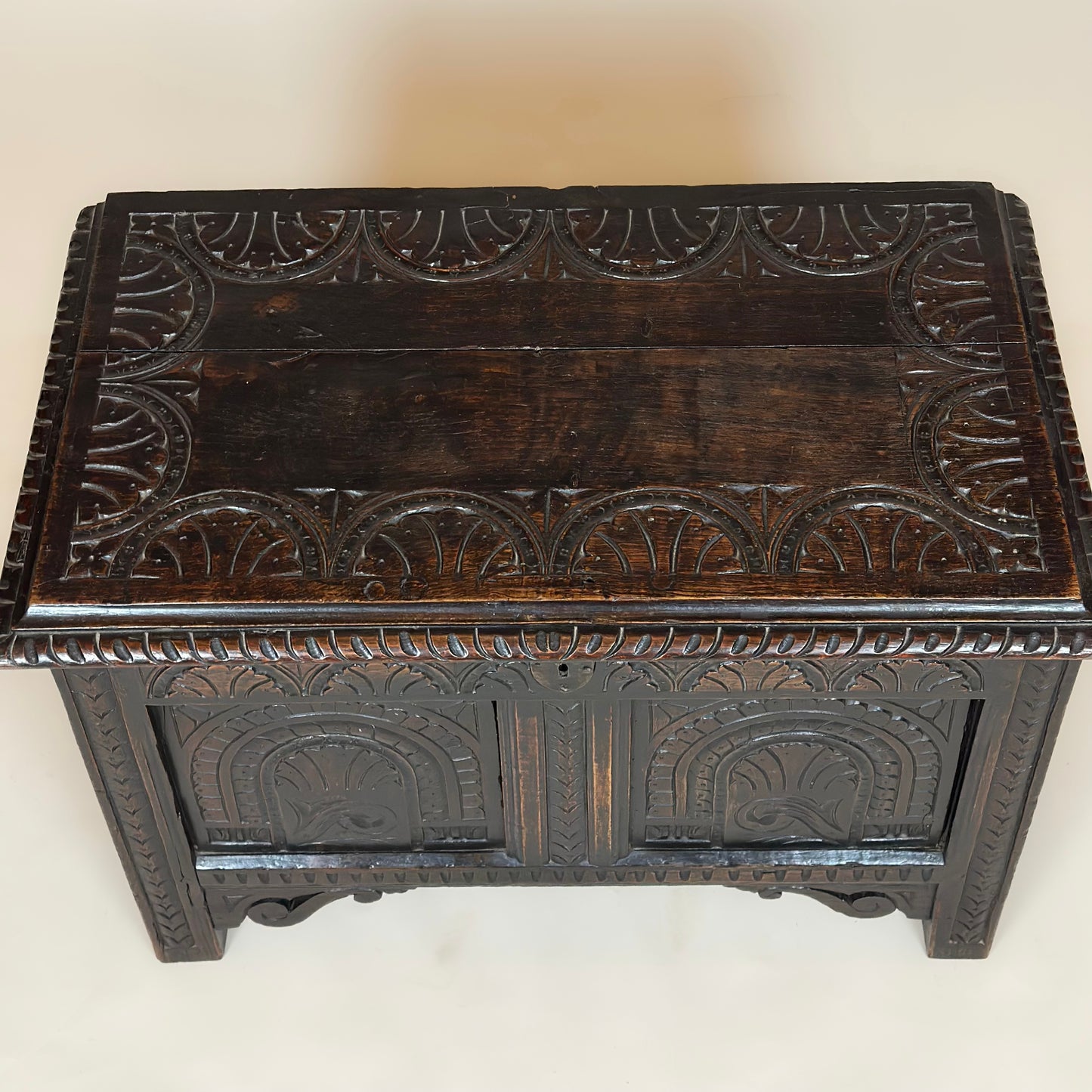 Antique Victorian Carved Oak Small Coffer