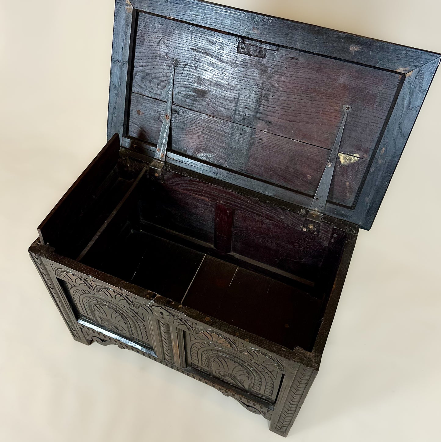 Antique Victorian Carved Oak Small Coffer