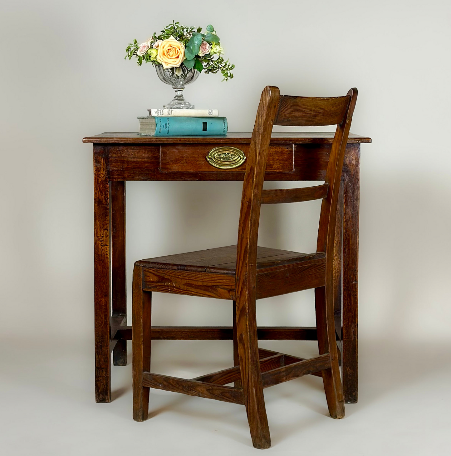Antique Oak Side Table Writing Desk