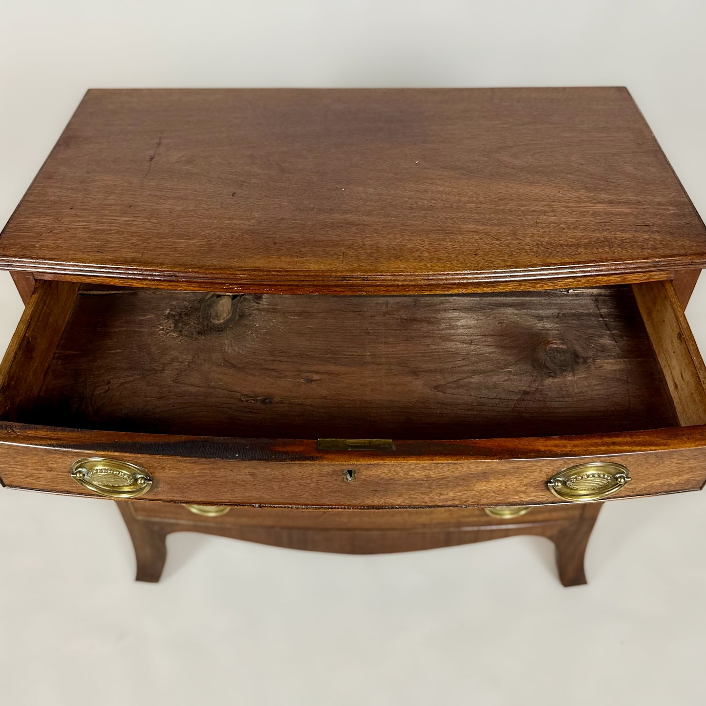 Antique Georgian Mahogany Bow Front Chest of Drawers Of Small Proportions