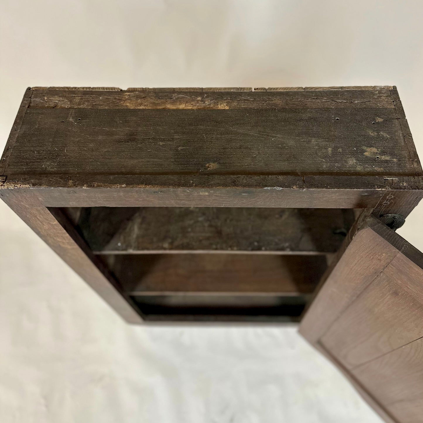 Antique Oak Spice Cupboard – Flat-Back Narrow Wall Cupboard