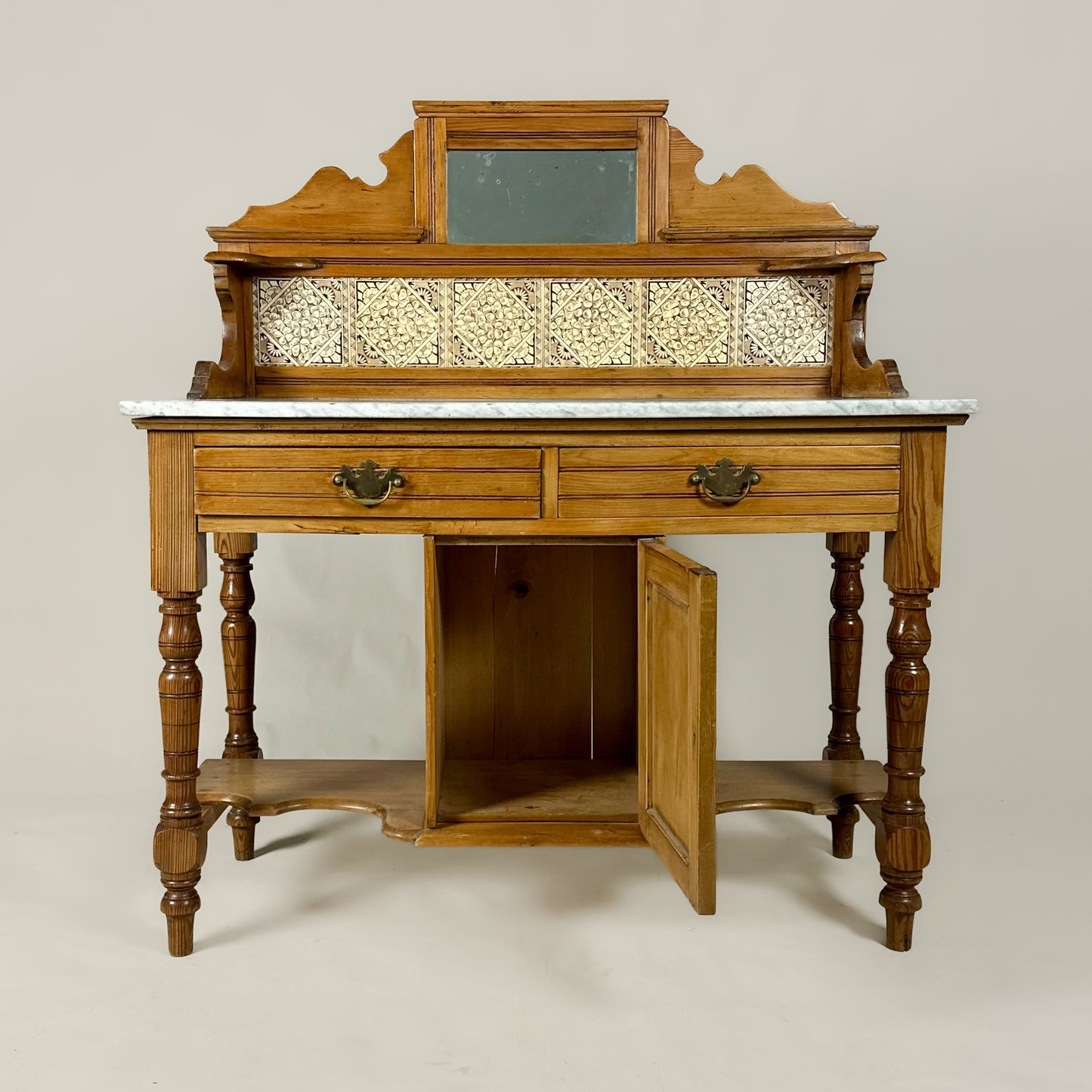Victorian Pine Washstand with Marble Top