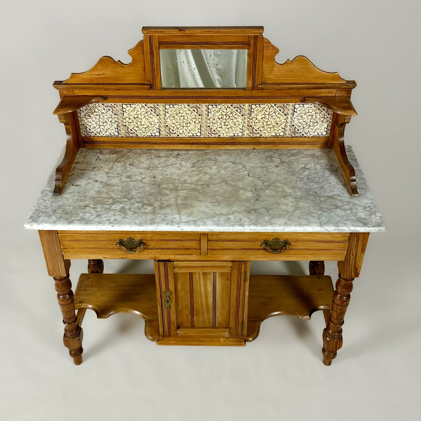 Victorian Pine Washstand with Marble Top
