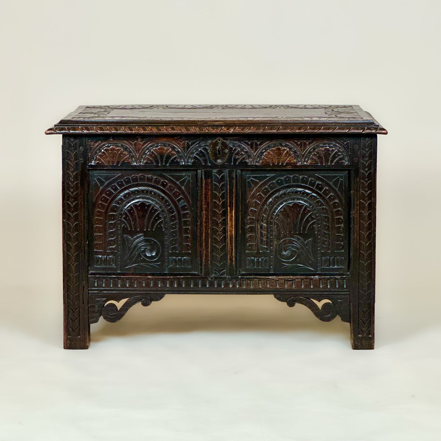 Antique Victorian Carved Oak Small Coffer