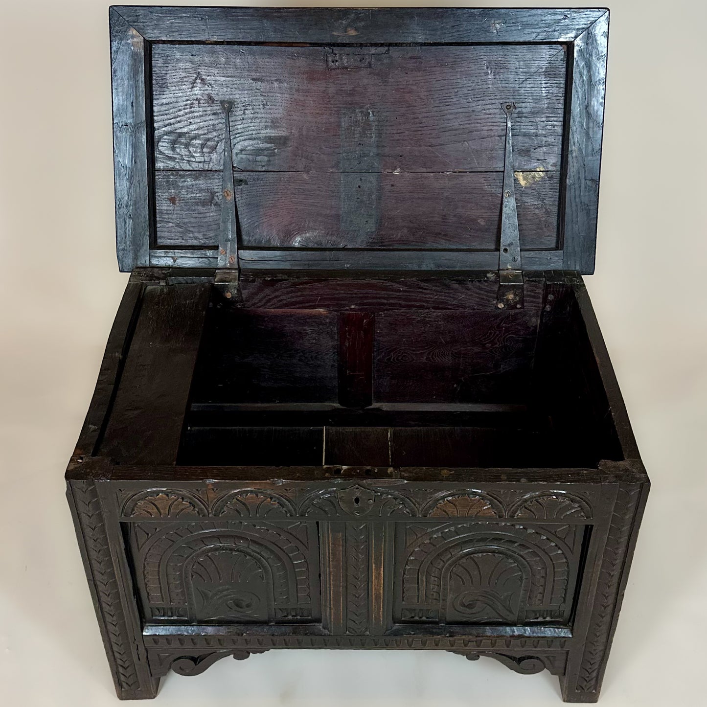 Antique Victorian Carved Oak Small Coffer