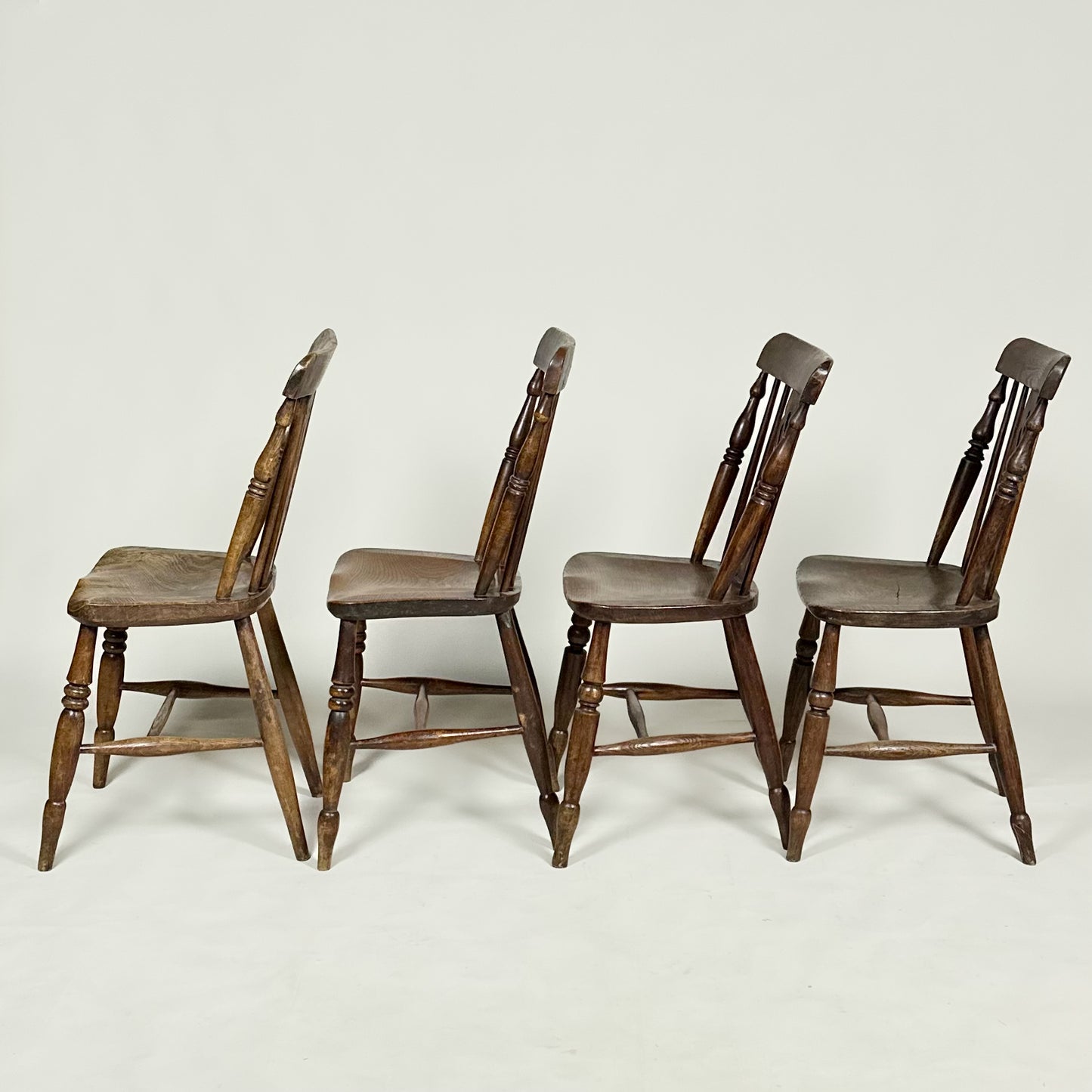 Antique Set of Four Antique Farmhouse Chairs
