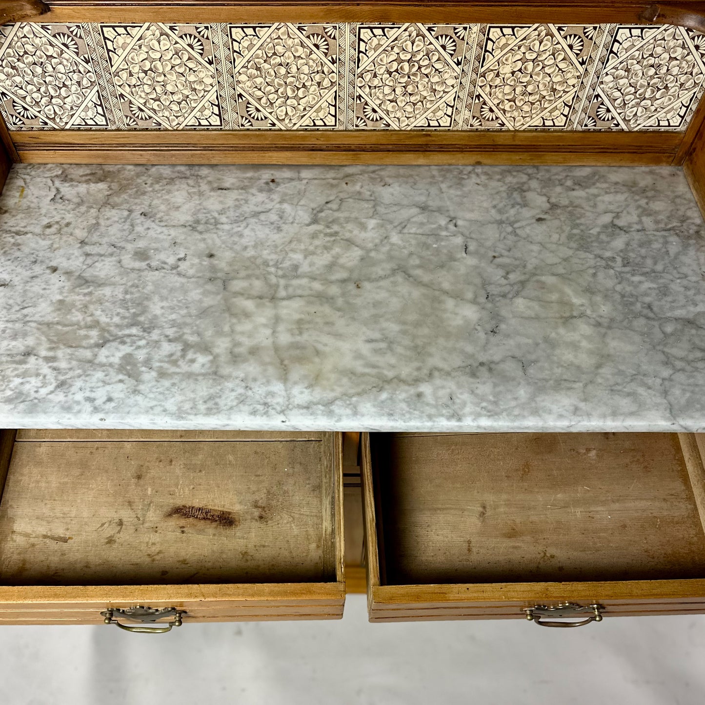 Victorian Pine Washstand with Marble Top
