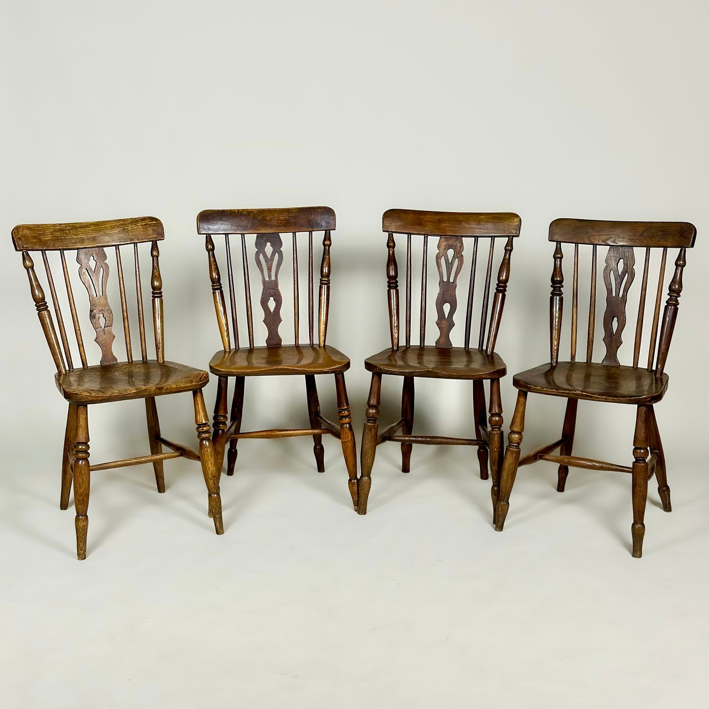 Antique Set of Four Antique Farmhouse Chairs