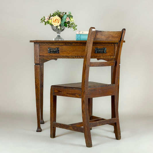 Arts & Crafts Oak Writing Side Table