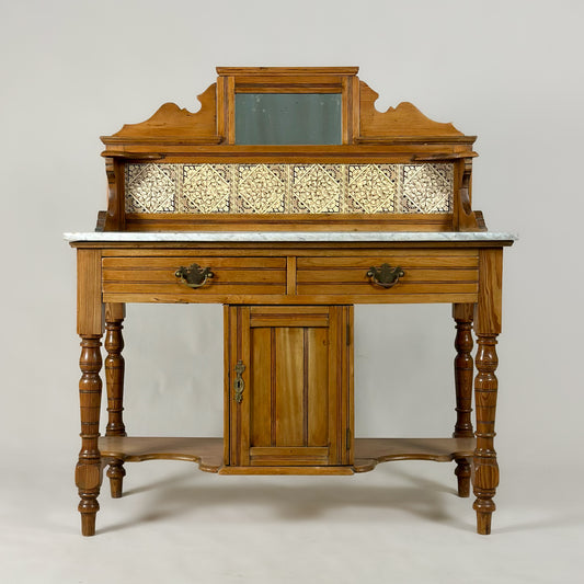 Victorian Pine Washstand with Marble Top