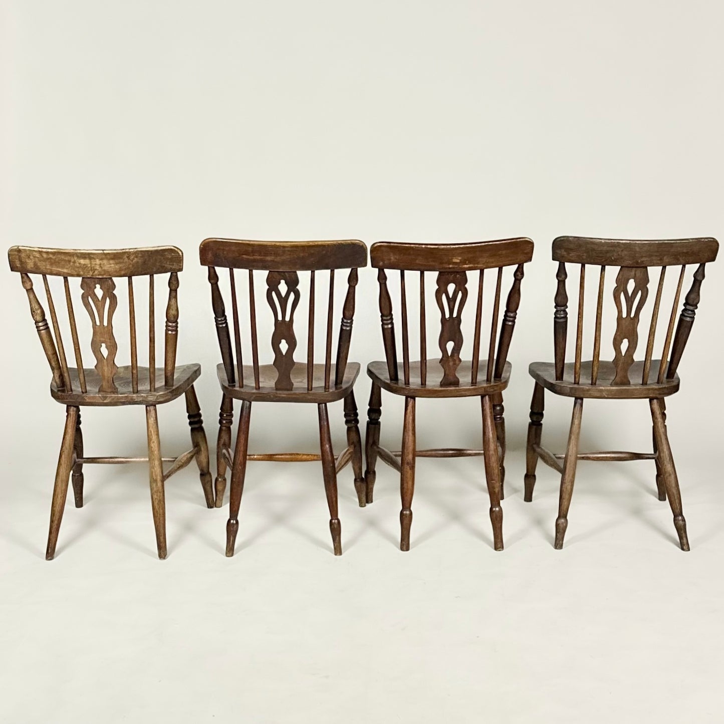 Antique Set of Four Antique Farmhouse Chairs