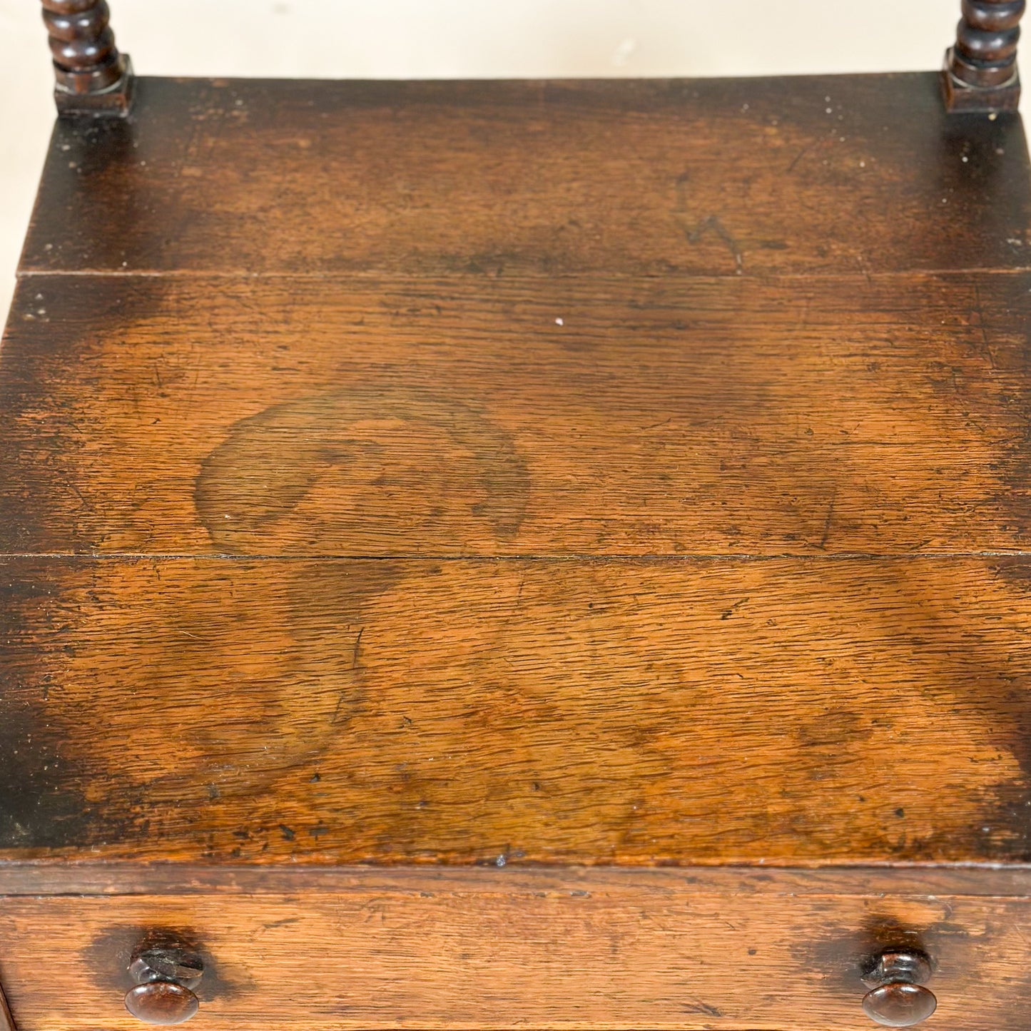 19th-Century Bobbin-Turned Oak Whatnot