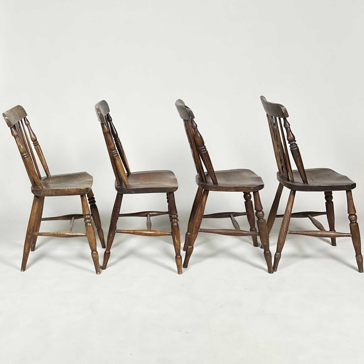 Antique Set of Four Antique Farmhouse Chairs