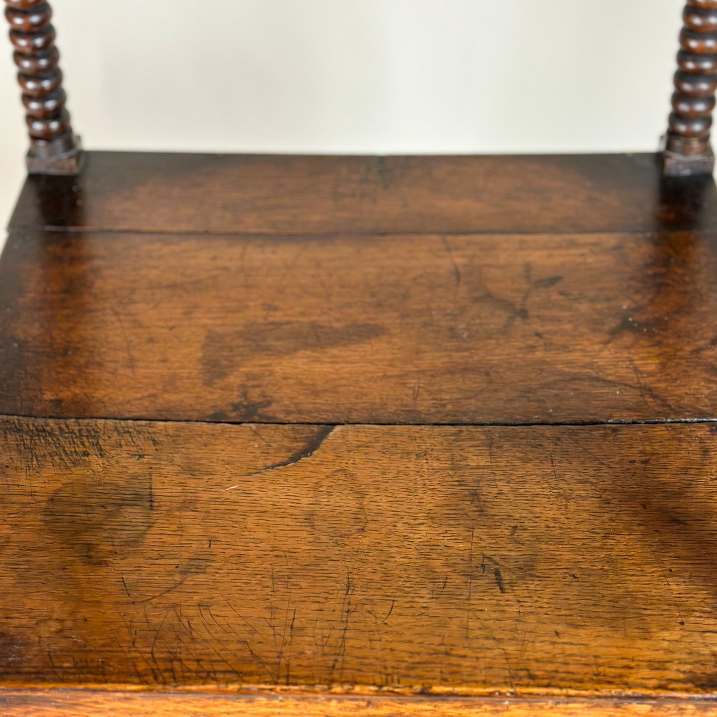 19th-Century Bobbin-Turned Oak Whatnot