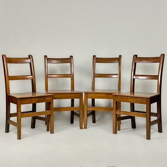 Set of Four Antique Welsh Oak Farmhouse Chairs