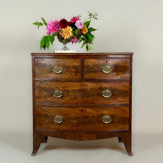 Antique Regency Mahogany Bow Front Chest of Drawers