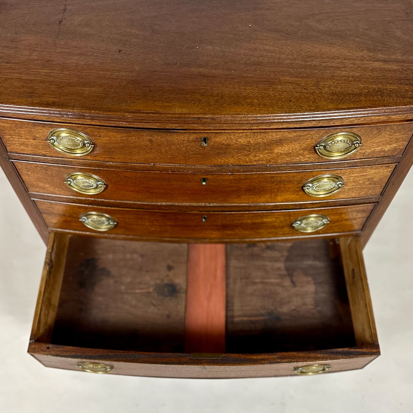 Antique Georgian Mahogany Bow Front Chest of Drawers Of Small Proportions