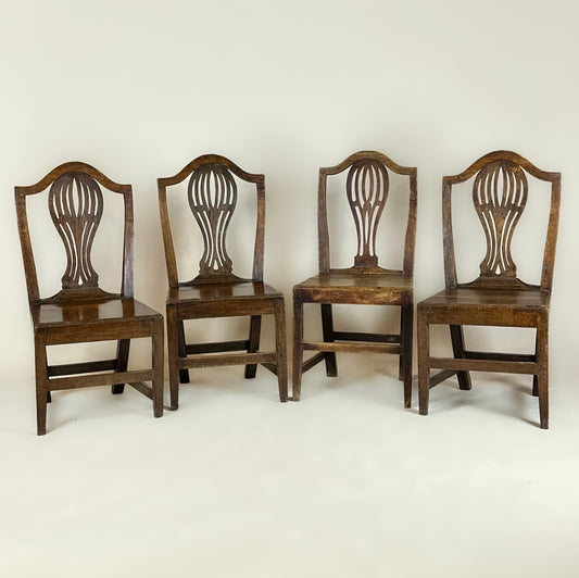 Set of Four Antique 19th Century Oak Dining Chairs