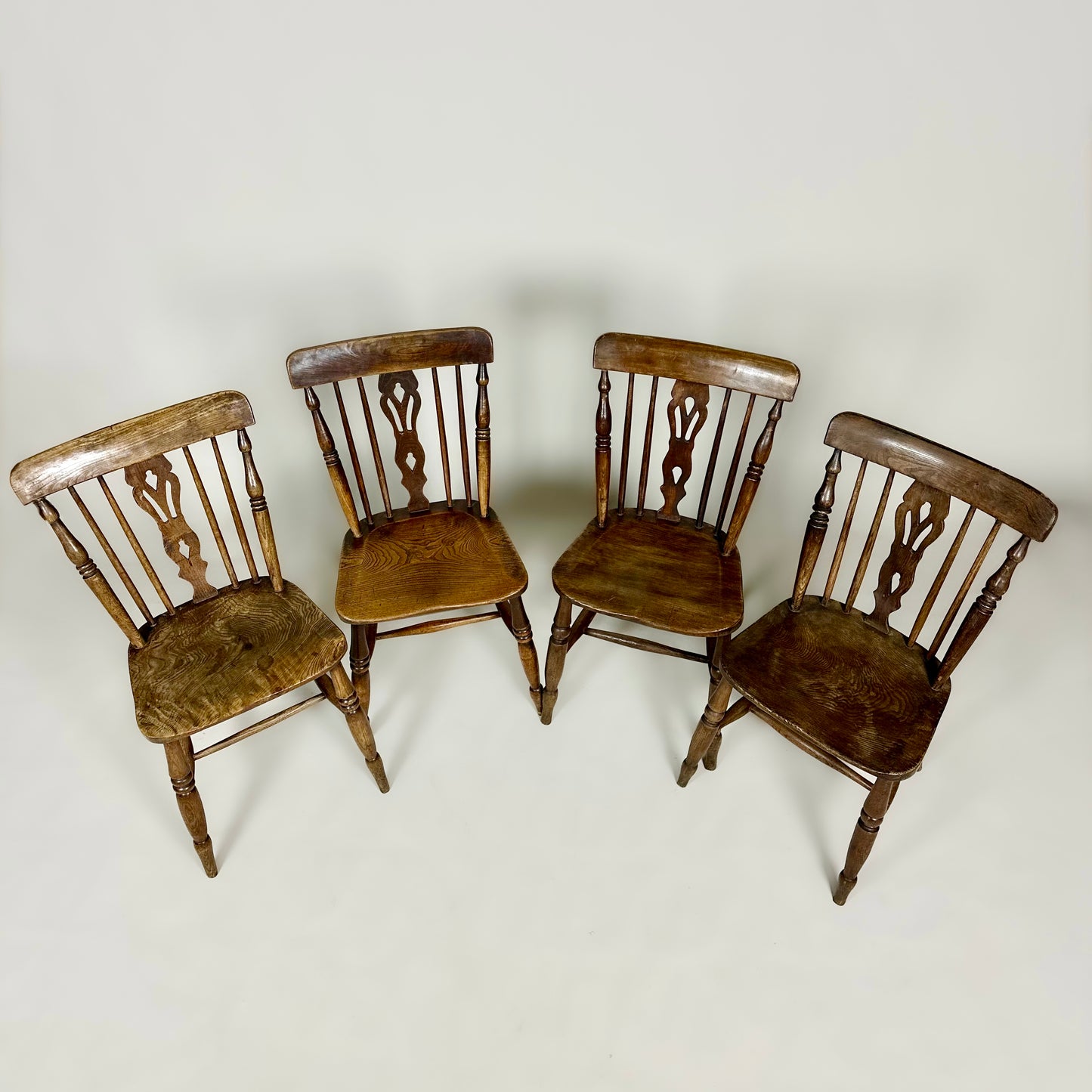 Antique Set of Four Antique Farmhouse Chairs