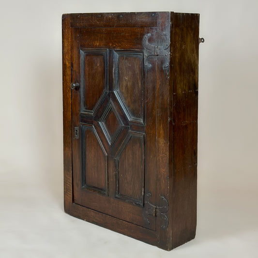 Antique Oak Spice Cupboard – Flat-Back Narrow Wall Cupboard
