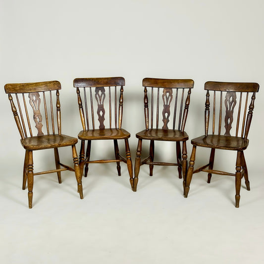 Antique Set of Four Antique Farmhouse Chairs